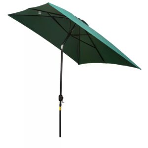 Outsunny 3x2m Patio Umbrella Canopy Parasol Garden Tilt Crank Rectangular Sun Shade Steel