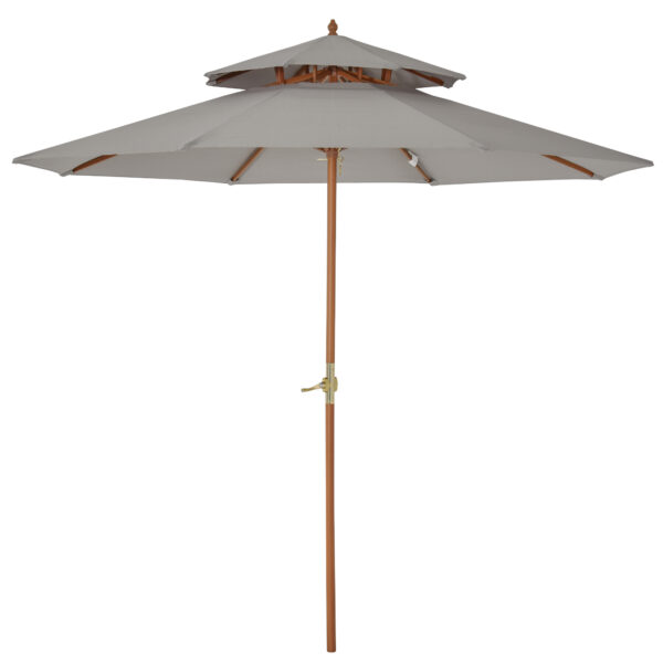 Outsunny 2.7 m Double Tier Outdoor Patio Garden Sun Umbrella Sunshade Wooden Parasol  Shade Canopy