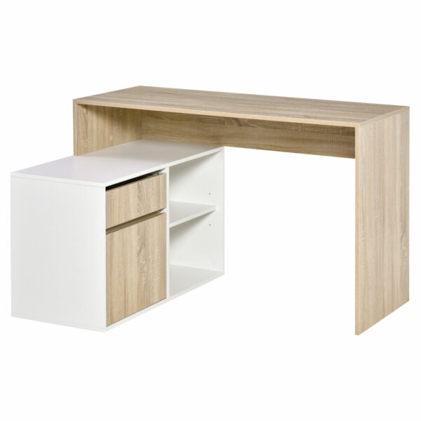 HOMCOM Corner Computer Desk L Shaped Desks Study Table PC Work w/ Storage Shelf Drawer Office, Oak and