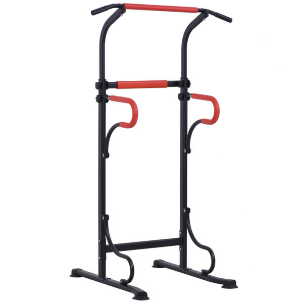 HOMCOM Steel MultiUse Exercise Power Tower Pull Up Station Adjustable Height W/ Grips