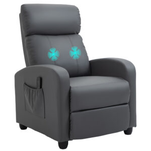 HOMCOM Recliner Sofa Chair PU Leather Massage Armcair w/ Footrest and Remote Control for Living Room, Bedroom, Home Theater,