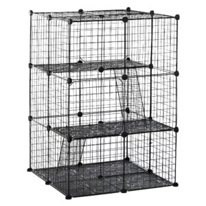 Pet Playpen DIY Small Animal Cage Enclosure Metal Wire Fence 39 Panels with 3 Doors 2 Ramps for Kitten Bunny Chinchilla Pet Mink  by PawHut