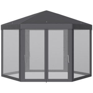 Outsunny 4M Canopy Rentals, Netting Party Tent Patio Canopy Outdoor Event Shelter for Activities, Shade Resistant,