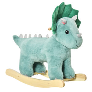 HOMCOM Kids Plush RideOn Rocking Horse Triceratopsshaped Plush Toy Rocker with Realistic Sounds for Child 3672 Months