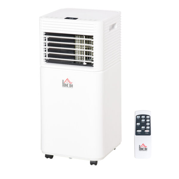 HOMCOM 7000 BTU 4In1 Compact Portable Mobile Air Conditioner Unit Cooling Dehumidifying Ventilating w/ Fan Remote LED 24 Hr Timer Auto Shut Down