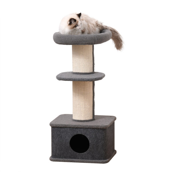 PawHut Cat Tree Kitten Tower Multilevel Activity Centre Pet Furniture with Sisal Scratching Post Condo Plush Perches
