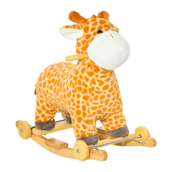 HOMCOM 2IN1 Kids Plush RideOn Rocking Gliding Horse Giraffeshaped Plush Toy Rocker with Realistic Sounds for Child 3672 Months