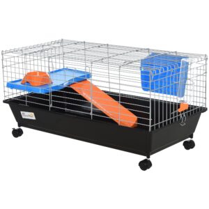 PawHut Steel Small 2Tier Small Guinea Pigs Hutches w/ Accessories /Orange