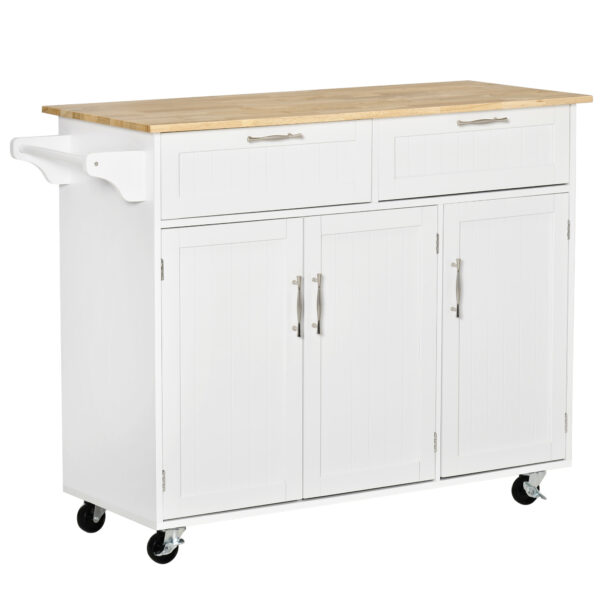 HOMCOM Kitchen Island Utility Cart, with 2 Storage Drawers & Cabinets for Dining Room,