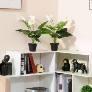 HOMCOM Set of 2 Artificial Realistic Calla Lily Flower, Faux Decorative Plant in Nursery Pot for Indoor Outdoor D??cor, 55cm