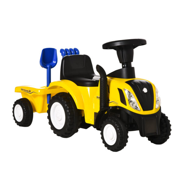 HOMCOM Compatible Baby Toddler Sliding Car NEW HOLLAND Licensed Foot to Floor Slider w/ Horn Storage Big Steering Wheel for 1236 Months