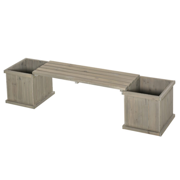 Outsunny Wooden Garden Planter & Bench Combination Garden Raised Bed Patio Park  176 x 38 x 40 cm