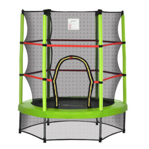 HOMCOM 5.2FT/63 Inch Kids Trampoline with Enclosure Net Steel Frame Indoor Round Bouncer Rebounder Age 3 to 6 Years Old