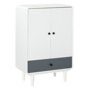 HOMCOM Modern Cabinet, Bedside Table, Storage Organizer, with Doors and Drawer for Bedroom & Living Room