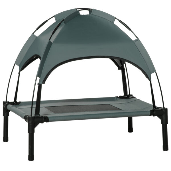 PawHut Elevated Dog Bed Waterproof Elevated Pet Cot with Breathable Mesh UV Protection Canopy , for Small Dogs, 61 x 46 x 62cm