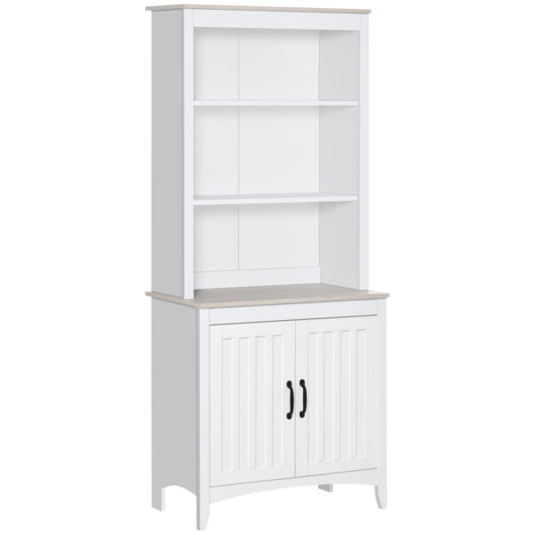 HOMCOM Kitchen Cupboard with 3tier Shelving Doubledoor Storage Cabinet, Sideboard with Adjustable Shelves Microwave Oven Counter Top,