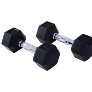 HOMCOM Rubber Dumbbell Sports Hex Weights Sets Home Gym Fitness Hexagonal Dumbbells Kit Weight Lifting Exercise 2 x 5kg