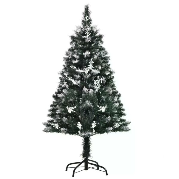 HOMCOM 4ft Artificial Snow Dipped Christmas Tree Xmas Pencil Tree Holiday Home Indoor Decoration with Foldable Feet  Berries