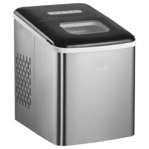 HOMCOM Ice Maker Machine, Counter Top Ice Cube Maker for Home 12kg in 24 Hrs 1.8L with Self Cleaning Function Scoop and Basket Stainless Steel