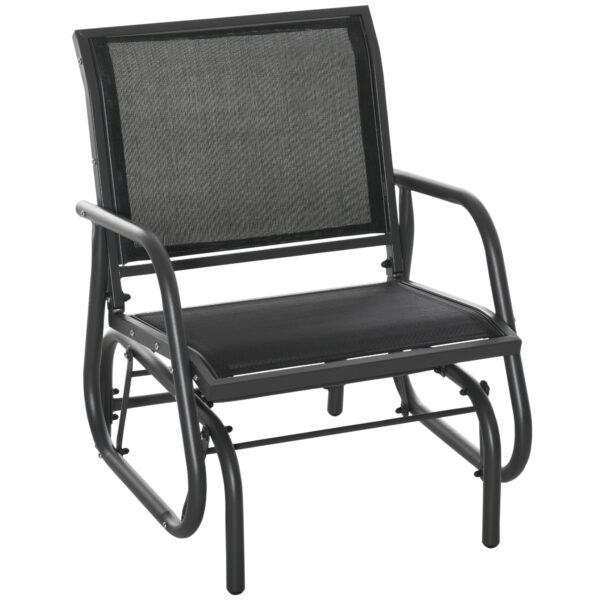 Outsunny Outdoor Gliding Swing Chair Garden Seat w/ Mesh Seat Curved Back Steel Frame Armrests Comfortable Lounge Furniture