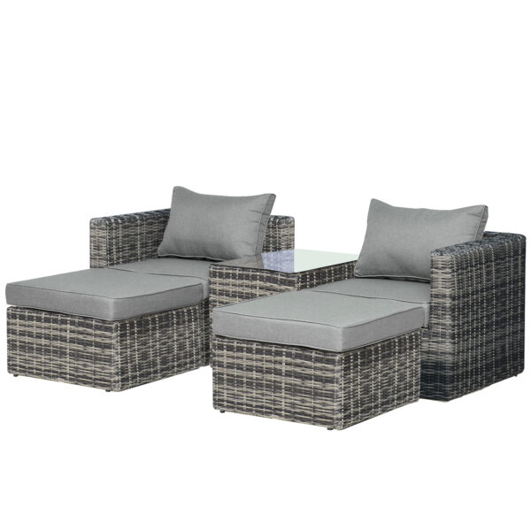 Outsunny 2 Seater Rattan Garden Furniture Set w/ Tall GlassTop Table Aluminium Frame Balcony Sofa, Mixed