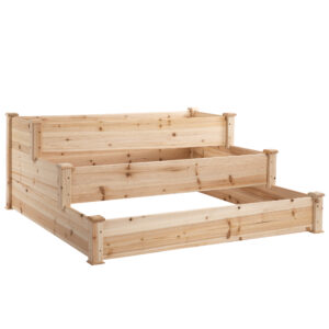 Outsunny Wooden Raised Garden Bed 3Tier Planter Kit Elevated Planter Box Stand for Yard & Patio 124 x 124 x 56 cm