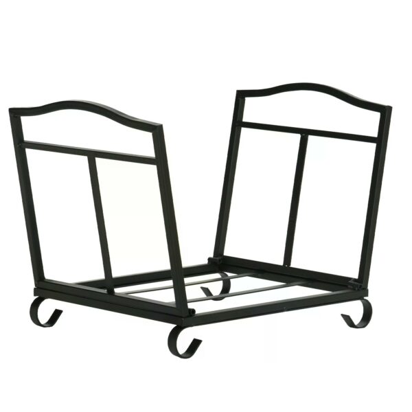 Outsunny Firewood Log Rack Fireplace Log Holder Wood Storage Rack with Scrolls, Foldable Design, for Outdoor and Indoor Use, 48 x 34 x 37cm,
