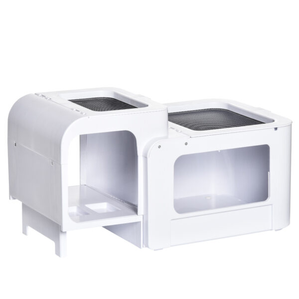 PawHut Tortoise House Turtle Tank Hermit Crab Habitat Small Reptile Cage with Water Area Basking Platform Ramp 47 x 28 x 25 cm,