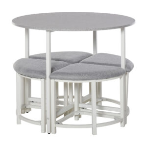 HOMCOM Modern Round Dining Table Set with 4 Upholste Stools for Dining Room, Kitchen, Dinette