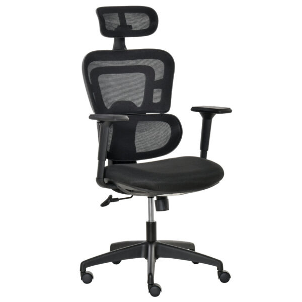 Vinsetto Mesh Office Chair, Ergonomic HighBack Swivel Desk Chair with Adjustable Height, Headrest, Lumbar Support, Padded Seat for Home Office