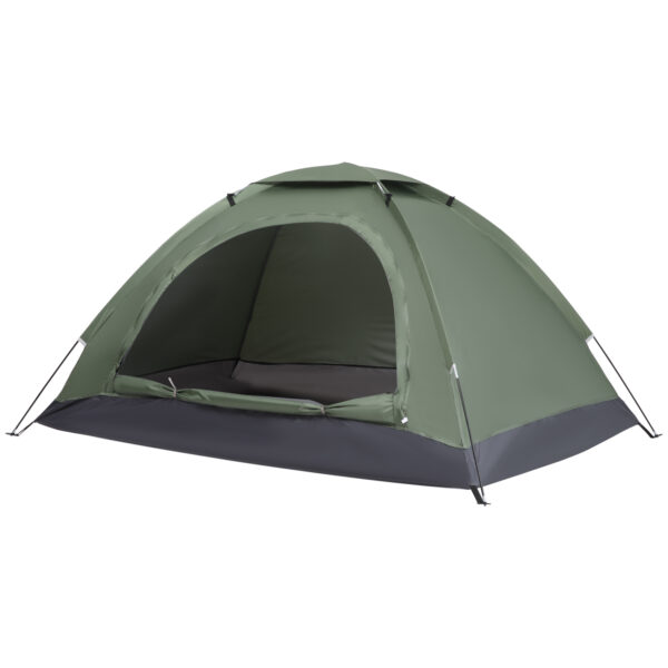 Outsunny 2 Person Camping Tent, Camouflage Tent with Zipped Doors, Storage Pocket, Portable Handy Bag,