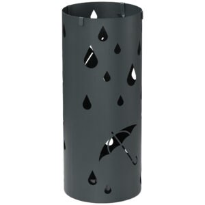 HOMCOM Freestanding Umbrella Stand for Hallway, Round Umbrella Basket with 4 Hooks and Drip Tray for Entryway,