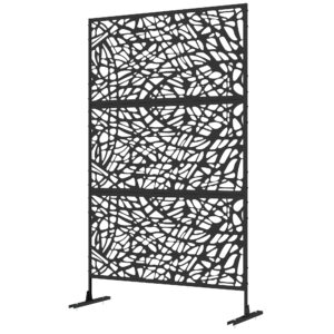 Outsunny Metal Decorative Privacy Screen Outdoor Divider,  Twisted Lines