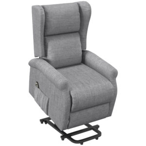 HOMCOM Power Lift Chair for the Elderly with Remote Control, Fabric Electric Recliner Chair for Living Room,