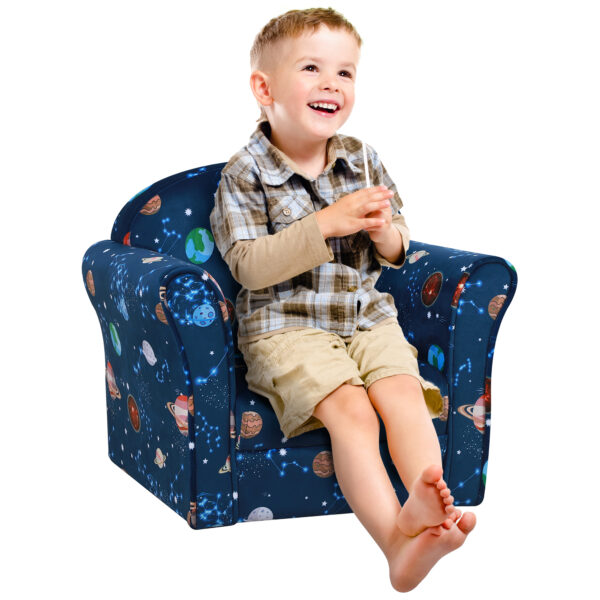 HOMCOM Kids PlanetThemed Armchair, with NonSlip Feet, Wooden Frame