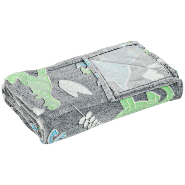 HOMCOM Glow in The  Flannel Fleece Throw Blanket, Fluffy Warm Throw Blanket, Kids Dinosaur Luminous Blanket, 203x153cm,