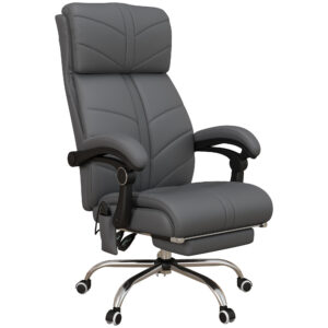 Vinsetto Vibration Massage Office Chair with Heat, PU Leather Computer Chair with Footrest, Armrest, Reclining Back,