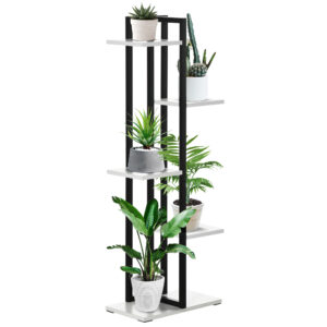 Outsunny 5 Tie Plant Stand, Corner Plant Shelf, Flower Pot Holder Storage Organizer for Indoor Outdoor Porch Balcony Living Room Bedroom
