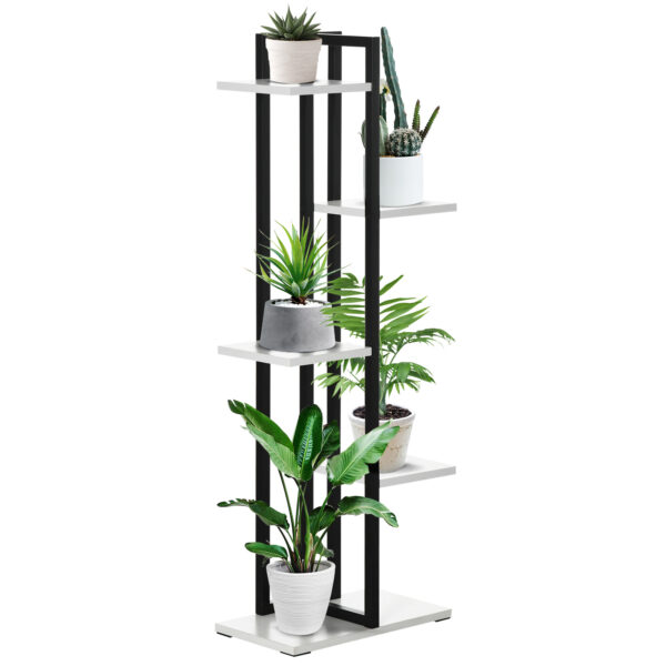 Outsunny 5 Tie Plant Stand, Corner Plant Shelf, Flower Pot Holder Storage Organizer for Indoor Outdoor Porch Balcony Living Room Bedroom