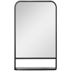 HOMCOM Square Wall Mirror with Storage Shelf, 86 x 53 cm Modern Mirrors for Bedroom, Living Room,