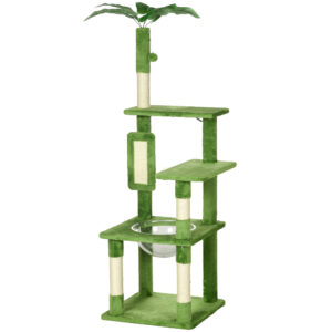 PawHut 142cm Cat Tree Tower, with Scratching Post, Hammock, Toy Ball, Platforms