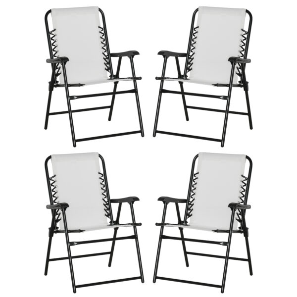 Outsunny  Pieces Patio Folding Chair Set, Outdoor Portable Loungers for Camping Pool Beach Deck, Lawn Chairs with Armrest Steel Frame,