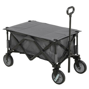 Outsunny Garden Trolley, Cargo Traile on Wheels, Folding Collapsible Camping Trolley, Outdoor Utility Wagon,