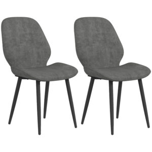 HOMCOM Velvet Dining Chairs, Set of 2 Dining Room Chairs with Metal Legs for Living Room, Dining Room,