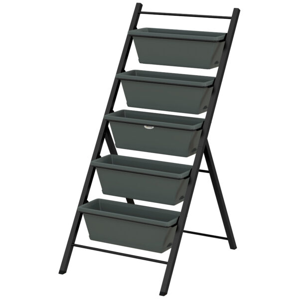 Outsunny 5Tier Vertical Raised Garden Planter with 5 Container Boxes, Outdoor Plant Stand for Vegetable Flowers,