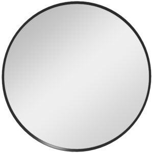 HOMCOM 61cm Decorative Wall Mirror for Bedroom Living Room, Modern Round Bathroom Mirror for Home Decor,