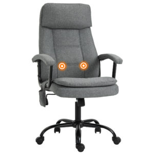 Vinsetto 2Point Massage Office Chair LinenLook Ergonomic Adjustable Height w/ 360?ø Swivel 5 Castor Wheels Rocking Comfortable Executive Seat