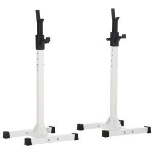 HOMCOM Heavy Duty Weight Bar Barbell Squat Stand Barbell Rack Spotter, for Home, Gym