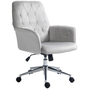 Vinsetto Linen Computer Chair with Armrest, Modern Swivel Chair with Adjustable Height, Light