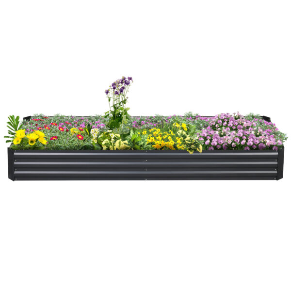 Outsunny Metal Raised Garden Bed Planter Box Outdoor Planters for Growing Flowers, Herbs, , 241x90.5x30cm